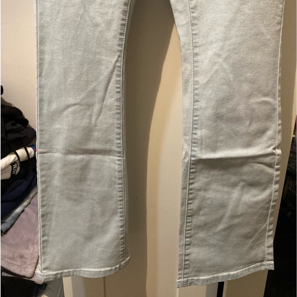 Low waisted flared light blue jeans